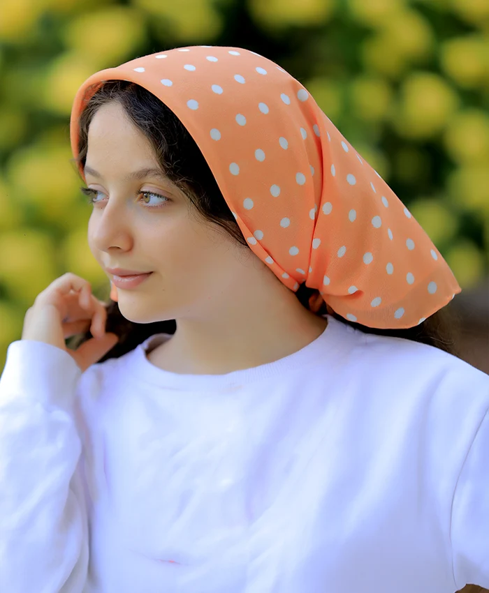 روسری دخترانه توپی نارنجی